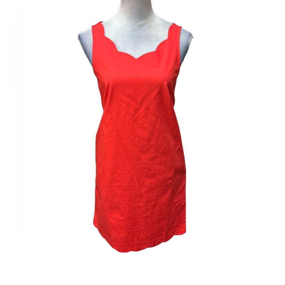 Heyton Red Sleeveless Scalloped Dress with Pockets / Item# 1-17325